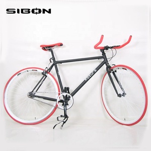 SIBON B0220104 700c telaio in lega di alluminio fisso in gomma del pneumatico in alluminio pedale della bici a scatto fisso 700c con testa di toro <span class=keywords><strong>manubrio</strong></span> - Product Image 1