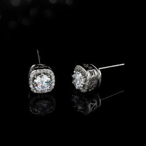 Stud Earrings Square Geometric Design 925 Silver Claw Setting Party Jewelry For Women - Product Image 1