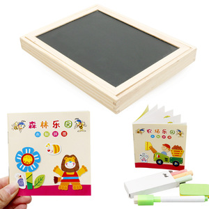 Mainan Puzzle kayu anak-anak, papan teka-teki Jigsaw dua sisi, mainan pendidikan kayu untuk balita - Product Image 3