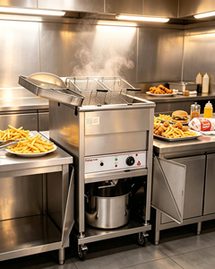 <span class=keywords><strong>Friteuse</strong></span> électrique professionnelle 6 kW en acier inoxydable 201, à poser au sol, avec un seul réservoir et deux paniers, facile à nettoyer, pour la restauration rapide, les hôtels et les restaurants - Product Image 5