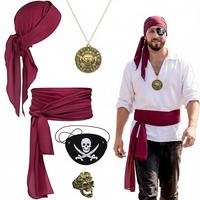 Foulard vintage à motif cachemire, accessoires de costume, bandana en satin, turban, collier à pièces, lunettes de soleil, bague en or, bandeau large à nœud