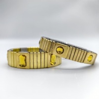 Venta al por mayor de oro de acero inoxidable elástico bio banda de reloj magnética con diferentes colores de piedra de energía