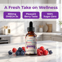 Aeglewell OEM Gouttes Liquides d'Oméga 3 60mL Oméga-3 EPA DHA Sans Sucre Soutien Cœur Cerveau Yeux Peau Supplément Facile à Administer en Gouttes Liquides