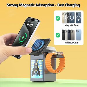 Sạc điện thoại từ tính phổ biến năm 2025, đế sạc không dây 6 trong 1 tích hợp loa, đồng hồ báo thức dành cho điện thoại, tai nghe và đồng hồ. - Product Image 5