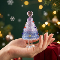 Großhandel Maßgefertigte Zweifarbige Murano-Glas Weihnachtsbäume Handgefertigte Lampwork Farbverlauf Kristall Weihnachtsbaum-Figuren Lieferant