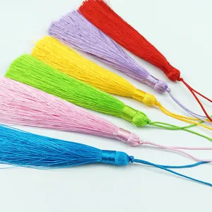 10cm renkli Polyester ipek püsküller DIY zanaat imi perde takı asmak halat Fringe Trim giysi dikiş aksesuarları