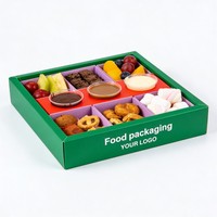 Boîte de luxe jetable pour plateau de desserts au chocolat et biscuits avec séparateurs – Emballage alimentaire pour traiteur, boîte en papier pour bonbons et biscuits de l'après-midi