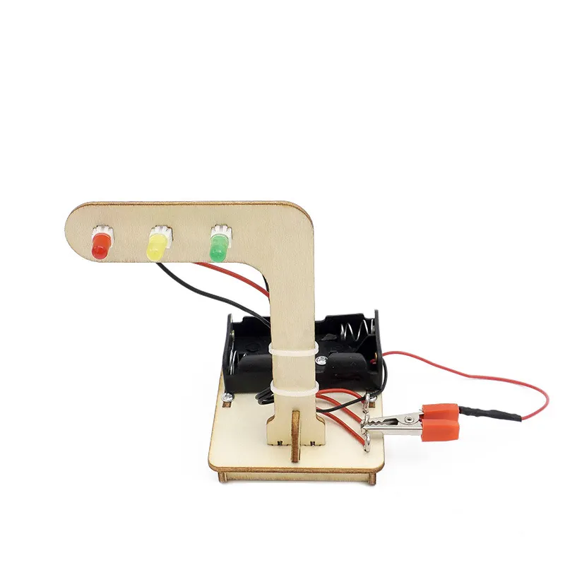Kit d'électronique d'expérience scientifique populaire bricolage feu de circulation Led jouets en bois Kit de Signaux de trafic tige éducation jouets créatifs