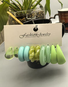 2025 nouveau HL flambant neuf à la mode gouttelette d'eau mignon Style C en forme de boucles d'oreilles ensemble polyvalent 10 pièces boucles d'oreilles goutte en plastique cerceau Jearlery - Product Image 6