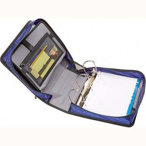 Échantillon gratuit BSCI Classeur à anneaux rond de 2 pouces, tissu cousu, classeur extensible à 3 onglets, classeur à 4 pochettes avec fermeture éclair pour l'école - Product Image 3