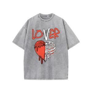 เสื้อยืดพิมพ์ลายแนวสตรีทของผู้ชายเสื้อคอตตอน100% ซักกรดปกเสื้อแขนสั้นโอเวอร์ไซส์สไตล์ฮิปฮอปถักคุณภาพสูง - Product Image 2