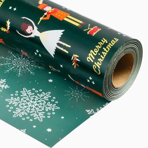 Reversible Christmas <b>Wrapping</b> <b>Paper</b> Roll Green 17 In X 33 Ft Double Side Metallic Foil Ballet Design Gift Craft Packaging - Product Image 1
