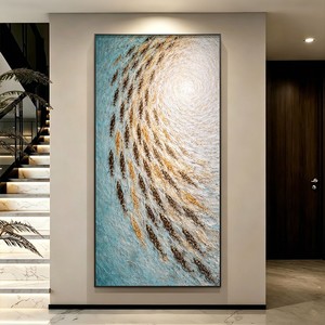 Hand Painted Oil Painting <b>Gold</b> <b>Frame</b> Rectangle Impressionism Modern Minimalist Entryway Living Room Wall Art - Product Image 3