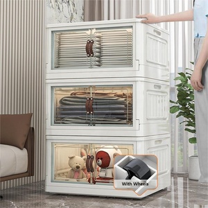 Plastic Foldable Wardrobe Organizer Storage Cabinet Stackable Kids Clothes Wardrobe Storage Cabinet With Wheels