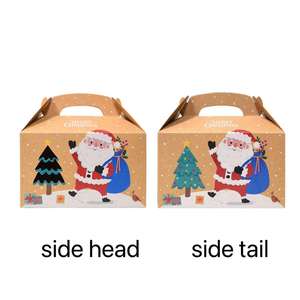 Festive Holiday Christmas Santa Snowman Gingerbread House Designs avec poignées Coffrets cadeaux pour un transport facile - Product Image 4