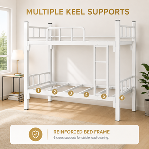 เตียงสองชั้นแบบหนาพิเศษสำหรับงานหนัก รุ่นโมเดิร์น ประกอบง่าย โครงเหล็กหนา หลายชั้น ขนาดใหญ่ เหมาะสำหรับหอพัก โรงเรียน บ้าน ผู้ใหญ่ XC01-2 - Product Image 2