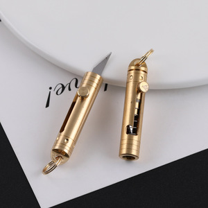 Porte-clés couteau de poche à ressort Tang Sanjiang en laiton pour ouvrir les colis, artisanat et bijoux DIY - Product Image 3