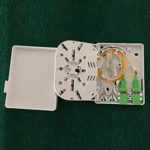 Caja de terminación de fibra óptica de 2 núcleos montada en la pared interior Mini caja FTTH de placa frontal de fibra óptica de 2 puertos