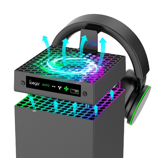 With LED Indicaror &headset Stand Cooling Fan for Xbox Series X Game Accessories