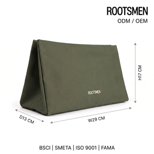 Sac de rangement cosmétique vert foncé tendance avec fermeture magnétique et poche ouverte pour le rangement du maquillage - Product Image 1