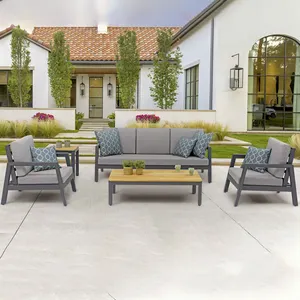 Meubles de patio et de jardin modernes, ensemble de canapés d'extérieur en aluminium de luxe pour hôtel et villa