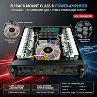 Amplificateur de puissance professionnel de classe H à montage en rack 2U, 2 canaux, 2x1000wRMS pour scène, KTV, caisson de basses, enceintes
