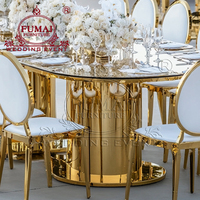 Ensemble de salle à manger de luxe en acier inoxydable pour banquet d'hôtel avec table à manger