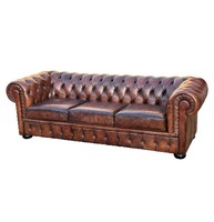 Luxuriöses Chesterfield Konvertierbares 3-Sitzer Echtleder-Sofa Klassisch Tief Gesteppt Elegantes Wohnzimmermöbel Lagerware