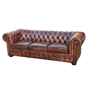 Luxury Chesterfield Sofa 3 Seater Genuine Leather Classic Deep Tufted Couch Elegant Living Room Furniture Timeless Design - Product Image 1