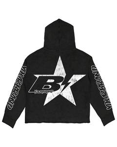 Brand Studios Men's Black Oversized Hoodie Cotton French Terry Streetwear Born Free <b>Dog</b> Print Zip-Up Hoodie For Sale - Product Image 4