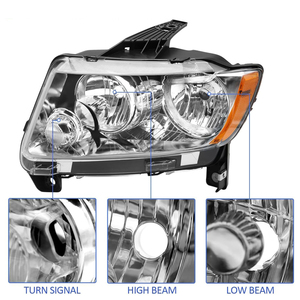 Faros delanteros para Jeep Grand <span class=keywords><strong>Cherokee</strong></span> 2011 <span class=keywords><strong>2012</strong></span> 2013 <span class=keywords><strong>Compass</strong></span> 2011 - 2017 Faros delanteros halógenos CH2518139 CH2519139 - Product Image 3
