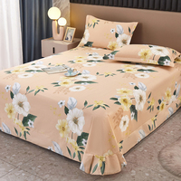 Ensemble de draps de lit plats imprimés entièrement dispersés et écologiques en coton de style Nodical 3 pièces