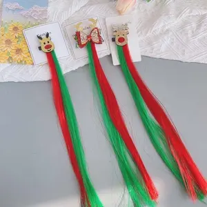 Fashion Festival parrucca rossa e verde fiocco glitterato fermagli per capelli lucidi con paillettes in alligatore per bambini fiocchi per capelli natalizi per ragazze