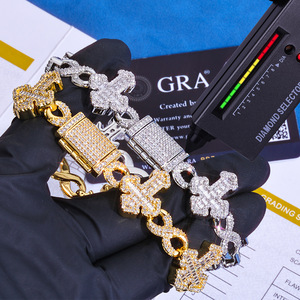 Exclusive Urban Streetwear GRA Moissanite Holy Cross <b>Bracelets</b> S925 Silver Genuine Gold Plated Iced Rap Jewelry OEM - Product Image 3