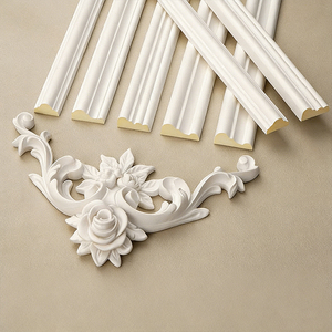 Rosace d'angle en PU de style européen à relief élevé pour la décoration de hall d'hôtel, <span class=keywords><strong>moulure</strong></span> d'angle en PU pour les coins de plafond intérieurs - Product Image 1