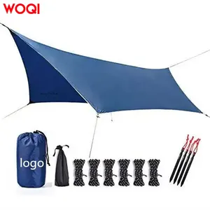 Woqi-tienda de campaña al aire libre, refugio de lona impermeable de nailon, cubierta de sombrilla, hamaca, lona para lluvia y moscas, 210T Ripstop