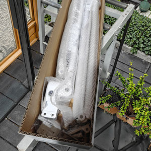 Kit bras d'auvent rétractable manuel 1.5M-3.5M coupe-vent extérieur aluminium blanc acier pour jardins ombre été 5M polyester vente - Product Image 1