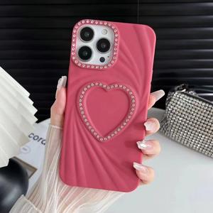 Coque de téléphone Meifu en forme de cœur avec diamants et couleurs douces pour iPhone 16 Pro Max, coque antichoc pour iPhone 15 Plus, coque unie en forme de cœur pour iPhone 14 - Product Image 6