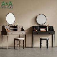 Table de maquillage vintage SLS, miroir de coiffeuse nordique antique avec commodes beiges pour filles, table de coiffeuse pour bureau