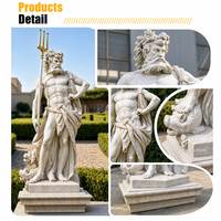 Sculpture de Poséidon en marbre grandeur nature, style grec, statue de Neptune, style classique antique pour extérieur, villa, place, parc