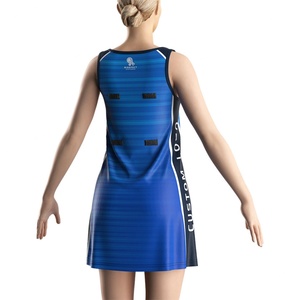 ชุดกีฬาพิมพ์ลาย OEM ODM แห้งเร็ว สำหรับการแข่งขันวิ่ง ชุดเทนนิสผู้หญิง กระโปรงจีบสีขาว ชุดเน็ตบอลสีน้ำเงิน - Product Image 6