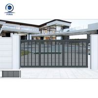 Puerta Corredera Moderna de Aluminio Prima, Panel de Rejilla Cuadrada Cortada con Láser, Rejilla Completa para Patio, Entrada Principal