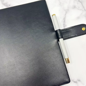 2026 Custom Pu Leather <b>Notebook</b> Luxe Quilted Planner Cover <b>Set</b>- SLEEK BLACK - Product Image 3