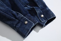 Blouson Bomber en Velours Côtelé Bleu Foncé Délavé pour Homme, Col Rabattu, Coupe Ample, Manteau Printemps-Automne S-XXL