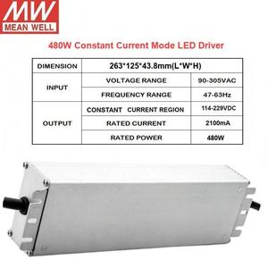 MEAN WELL HLG-480H-C2100A 95% Efficienza Driver LED a Potenza Costante IP65 Impermeabile con Uscita Singola Regolabile 114-229VDC 480W Integrato - Product Image 3