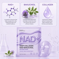Masque facial en feuille hydratant anti-rides OEM pour peau de verre, avec NAD+, Bakuchiol, Collagène et Peptides, en hydrogel