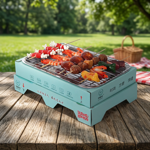 Nouvel ensemble de <span class=keywords><strong>barbecue</strong></span> portable mini jetable en acier inoxydable à hauteur réglable avec dispositif de sécurité flamme pour pique-niques instantanés - Product Image 1