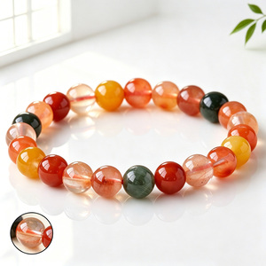 Pulsera de Cuarzo Rutilado Mixto con Cuentas Multicolor, Pulsera Elástica de Cuarzo para el Cabello, Joyería de Cristales Curativos - Product Image 2