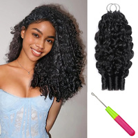 Extensions de cheveux bouclés vierges humains doublement étirés, style birman, pour crochet, pré-séparées, avec nœuds invisibles miracle, micro-liens, noir naturel