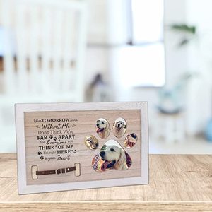 Cornice per <span class=keywords><strong>foto</strong></span> <span class=keywords><strong>con</strong></span> venature del legno personalizzate stampe di zampe di cane simpatia regalo commemorativo personalizzato per la perdita di animali domestici immagine in legno - Product Image 6